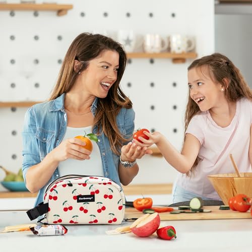 Cerbonny Small Cooler Bag, Freezable Lunch Bag, Small Lunch Bag, Insulated Mini Cooler Box with Ice Packs & Handle Buckle for School Work Travel,Cherry Pattern - color: Cherry