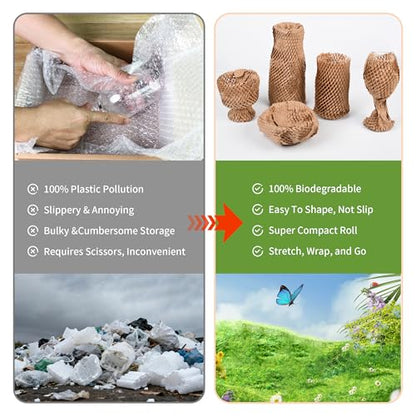 Honeycomb Packing Paper 12" x 55 ft - Eco-Friendly Cushioning Wrap for Moving, Shipping, and Packaging | Recyclable Alternative to Bubble Wrap Roll | Packing Paper for Fragile Items & Electronics - size: 12'' x 55 ft