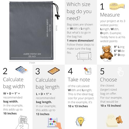 PALTERWEAR Drawstring Bag with Toggle - Nylon Cinch and Ditty Pouch Six-Pack (Gray, 7 x 9 Inch, Set of 6) - color: Gray, size: 7 x 9 Inch