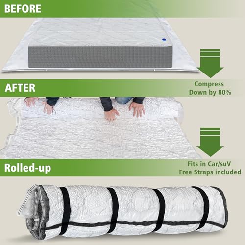 King Size Mattress Vacuum Bag for Memory Foam Latex Mattress Upto 14 Inch, Moving Shipping and Storage - size: CAL KING / KING