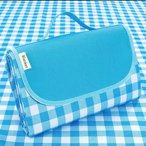 LRUUIDDE Extra Large Picnic Blanket Beach Blankets, Outdoor Foldable Waterproof Sand Mat for Beach Camping Hiking Travel Family Concerts Grass Park Music Festival Lawn Mats (Blue, 80x60inch) - color: Blue, size: 5' x 6'8"