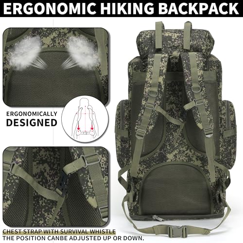 Hiking Backpack for Men 70L/100L Camping Backpack Military Rucksack Molle 3 Days Assault Pack for Climbing | Camping Backpack - color: 100l-greenmix