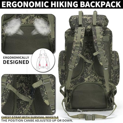 Hiking Backpack for Men 70L/100L Camping Backpack Military Rucksack Molle 3 Days Assault Pack for Climbing | Camping Backpack - color: 100l-greenmix