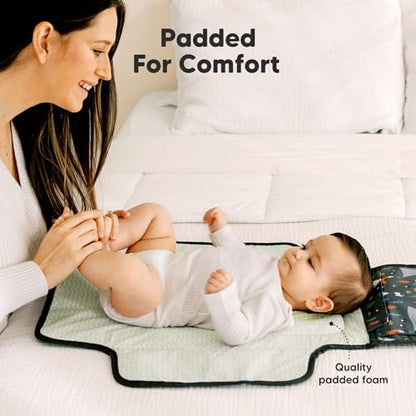 KeaBabies Portable Diaper Changing Pad, Travel, Car - Large Waterproof Baby Changing Mat, Wipeable, Padded, On The Go Travel Diaper Clutch Bag, Easy to Use Pockets for Newborn Essentials (Woods) - color: Woods