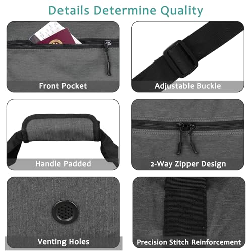 Foldable Travel Duffle Bag for Men Women, Waterproof with Shoe Compartment, 80L 120L Large Collapsible Luggage Bag, Lightweight Packable Duffel for Travel Sports Gym Airline Carry On Checked Bag - color: Grey
