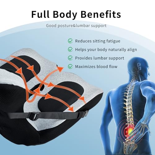 Ergonomic Back and Seat Cushions, Lumbar Support with Detachable Cover, for Back Posture and Pain Relief, Home Office Chair Alien