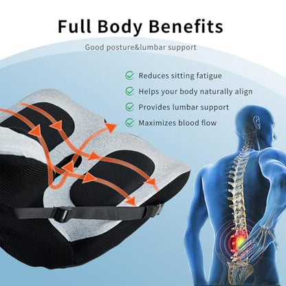 Ergonomic Back and Seat Cushions, Lumbar Support with Detachable Cover, for Back Posture and Pain Relief, Home Office Chair Alien