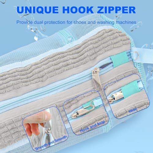 Shoe Washing Machine Bag, Laundry Shoe Bag with Side External Network for Washer and Dryer Reusable Shoe Cleaning Bag for Sneaker Tennis Unstain Cleaner Kit (2pc-gray) - color: with side bag-Grey(2pcs)