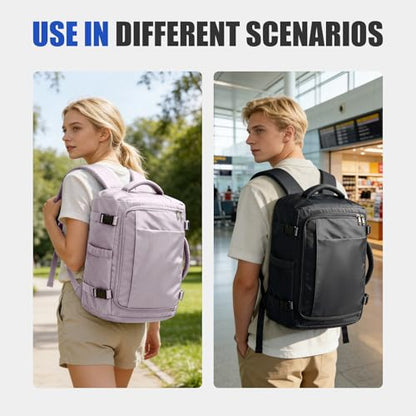 Travel Backpack for Women Men, Ryanair Backpack 40x30x20CM Airline Approved Personal Item Travel Bag, Carry On Backpack Fits 14 Inch Laptop, 180° Opening Weekender Bag for Flight Underseat, Black - color: Black