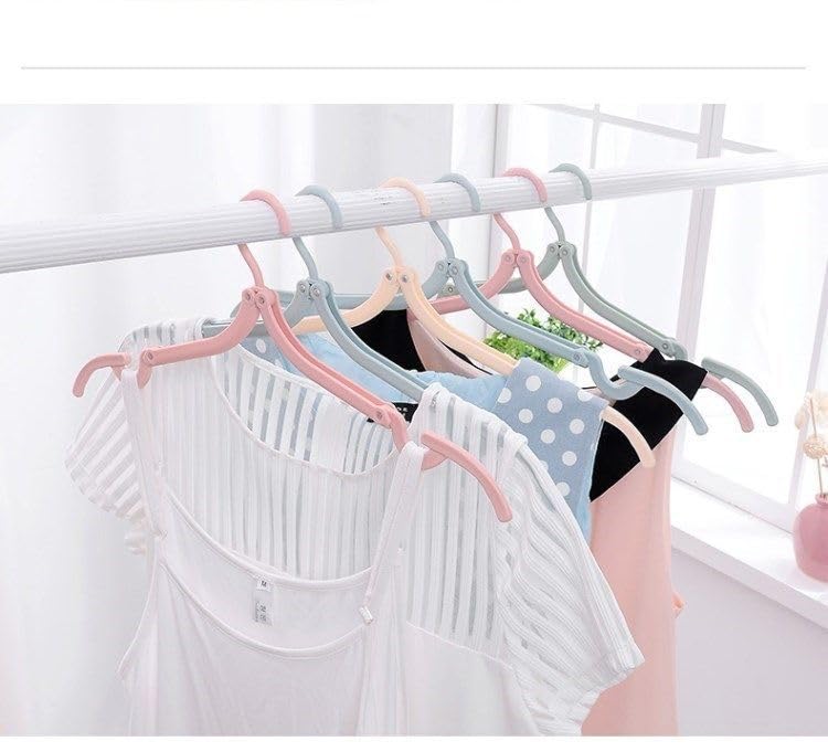 12 Pcs Foldable Travel Hangers with Clips, Plastic Hanger Folding Clothes Hangers Space Saving Clothes Hangers - Coat Hangers for Cruise Business Trip Travel - color: Light Color 12pcs With Clip