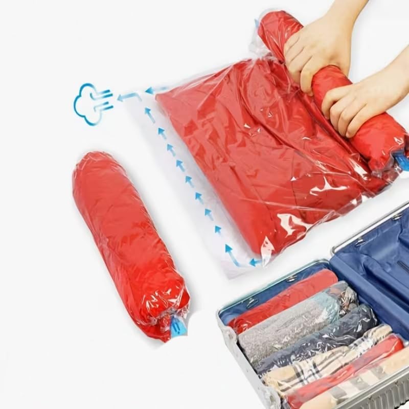 4pcs Roll-Up Compression Bag For Travel, Reusable Vacuum Packing Space Saver Bags - 40 * 60cm - color: Blue, size: Large