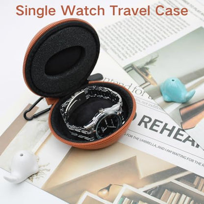 Watch Travel Case Single Storage - Fits all Wristwatches & Smart Watches up to 50mm Watch Travel Box Organizer and Display for Men and Women(Brown) - color: PU-Brown