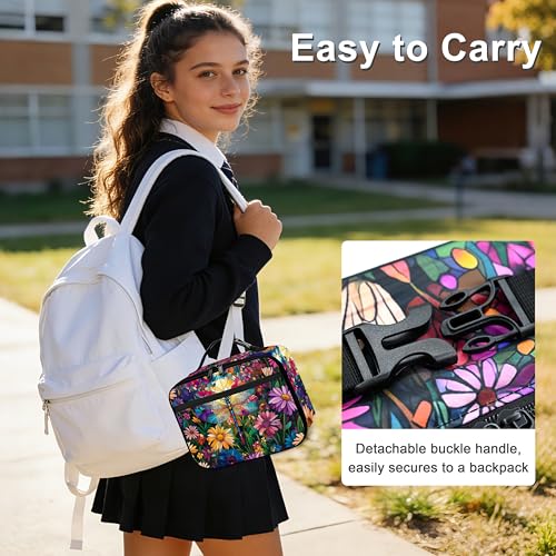 Dragonfly Lunch Bag Insulated Reusable Lunch Box Cooler Thermal Tote Bag For Teenage Boys Girls School Beach - color: Dragonfly