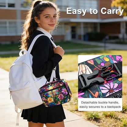 Dragonfly Lunch Bag Insulated Reusable Lunch Box Cooler Thermal Tote Bag For Teenage Boys Girls School Beach - color: Dragonfly