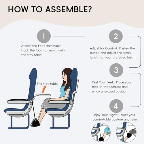 Foot Hammock for Plane Travel, Airplane Foot Hammock, Adjustable Foot Rest Sling with Memory Foam, Airplane Gadgets Travel Essentials for Long Time Flight (Black+Navy) - color: Black+navy