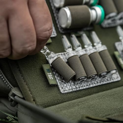 M-Tac Modular Ampoule Organizer Insert | Tactical Insert with Elastic Loops & Loop Velcro Backing | Fits Medical Kits & Backpacks, 5 Slot - color: Ranger Green, size: 2 ml