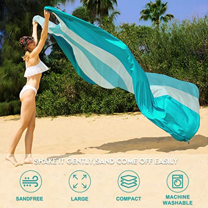 BYDOLL Nylon Beach Blanket Waterproof Sandproof Oversized 10'x9' Suits 1-8 Adults Sand Free Extra Large Blanket Lightweight Soft Picnic Mat for Beach Travel Camping - color: Green, size: 10'X 9'