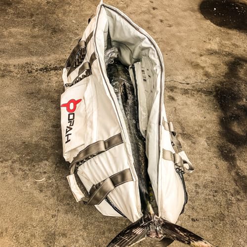 Opah Gear Fathom 5 Deep Insulated Fish Kill Cooler Bag for Tuna, 58" L x 18" W x 30" H, Heavy Duty, Marine-Grade Vinyl, Waterproof, UV Resistant, Camping & Fishing - style: Fathom 5 Deep - 58"l X 18"w X 30"h