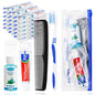 10 Set Travel Toothbrush Kit Bulk,Disposable Toothbrush with Toothpaste Set with Mouthwash,Toothpaste,Cover,Comb,Zip Bag,Floss Picks,Toothbrushes Set for Homeless,Travel - size: 1 Count (Pack of 10)
