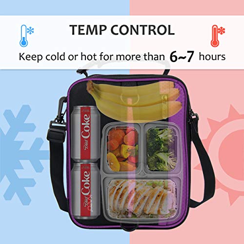 Tirrinia Expandable Insulated Lunch Bag for Men Women – Leakproof Reusable Cooler LunchBox for Kids & Adults with Shoulder Strap, Perfect for Work, School, Office, Travel,Purple - color: Purple