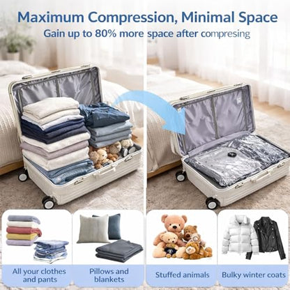 Max-Compression Travel Kit for Luggage with Rechargeable Pump, Travels Vacuum Compression Bags Reusable Vacuum Seal Bags for Luggage and Suitcase Space Saver (15 Combo Travel Size)