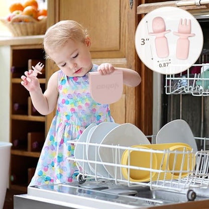 Silicone Foldable Novelty Dinner Plates, Baby Plates Travel Essential with Forks and Spoons, Microwave & Dishwasher Safe, Lemon - color: Lemon, style: No-Suction