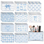 30 Pcs Blue Bow Makeup Bags Coquette Cosmetic Zipper Pouches with Elegant Blue Bow Makeup Bag Bulk Canvas Cosmetic Travel Toiletry Pouch for Women Bridesmaids Wedding Favors - style: Blue Bow