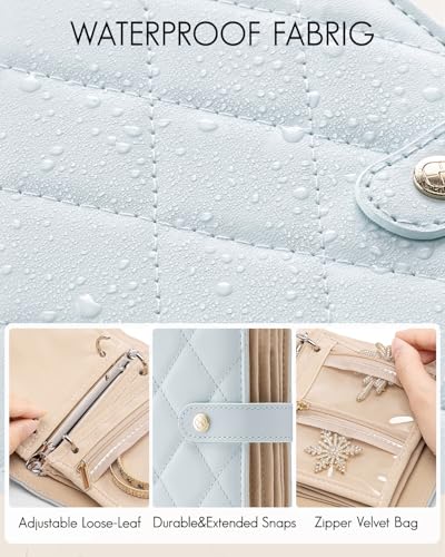 VLANDO Travel Jewelry Case,Portable Jewelry Organizer Box with Clear Zipper Velvet Jewelry Pouch,Gifts for Traveler Women Girls-Baby Blue - color: Baby Blue