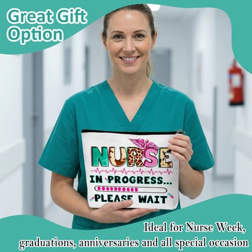 Nurse Graduation Gifts for Women, Nurse Medical Makeup Bag Appreciation Birthday Gifts for Nurses, Nursing Essentials Travel Cosmetic Pouch Bags with Zipper - B01 - style: Nurse in Progress Please Wait