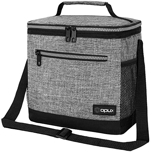 opux Extra Large Insulated Lunch Box Men Women, Lunch Bag for Work, Leakproof Soft Cooler Tote Adult, Lunch Pail, Picnic Beach Collapsible Food Bag with Shoulder Strap, Heather Grey - color: Heather Gray, size: Extra Large
