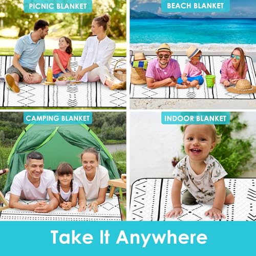 Waterproof Picnic Outdoor Blanket, 79" x 59" Sandproof Foldable Large Picnic Blanket for Beach, Camping, Park, Travel, Concert, Great Gift for Families and Couples (Simple Lines) - color: Simple Lines 03