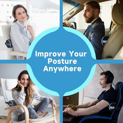 QUTOOL Lumbar Roll, Lumbar Support Pillow for Office Chair with Non-Slip Wider Strap, Back Pain Relief & Posture Improvement, Washable Cover, Office Desk & Car Accessories, Medium Soft - color: Medium Soft-lumbar Roll/Black