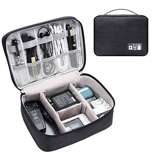 Electronics Organizer Travel Cable Organizer Bag Waterproof Portable Digital Storage Bag Electronic Accessories Case Cable Charger Organizer Case - color: Black-2