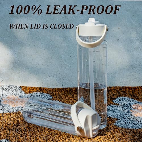GOPPUS 20oz Clear Water Bottle with Flip Straw, Lightweight, Leakproof, Easy Carry and BPA-Free, Tritan Water Bottlefor Sport, Travel, Outside (Clear) - color: Clear, size: 20 Ounces