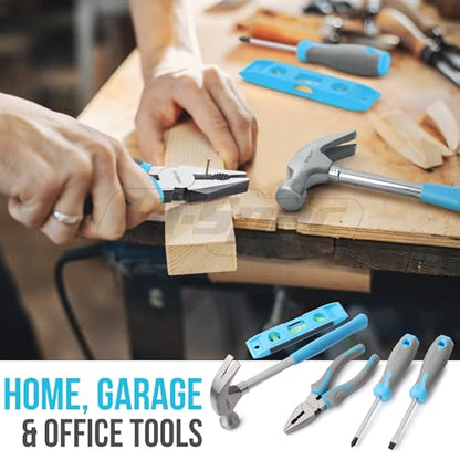 Hi-Spec Tool Set, Blue Household Starter Set with Tool Box, Car ToolKit, Tools for Home Office Dorm Room Essentials, Easy to Carry and Store - color: Blue