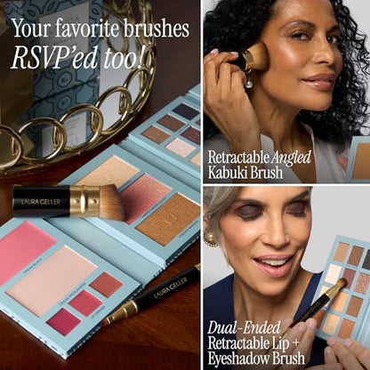 LAURA GELLER NEW YORK RSVP-Ready Big Night Out Full Face Travel Makeup Palette - All-in-One Set includes Eyeshadows, Eye Liners, Blush, Bronzer, Highlighter, Setting Powder, and Lip Creams