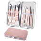 Manicure Set, Travel Mini Nail Clippers Kit Pedicure Care Tools, 10pcs Stainless Steel Grooming kit (Pink) - color: Pink