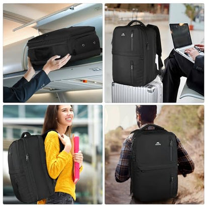 MATEIN Extra Large 45L Travel Laptop Backpack, Airline Approved Carry on Backpack with Shoe Compartment, Water Resistant Luggage College Overnight Weekender Travel Bag Fit 18" Laptop, Black - color: Black, size: XX-Large