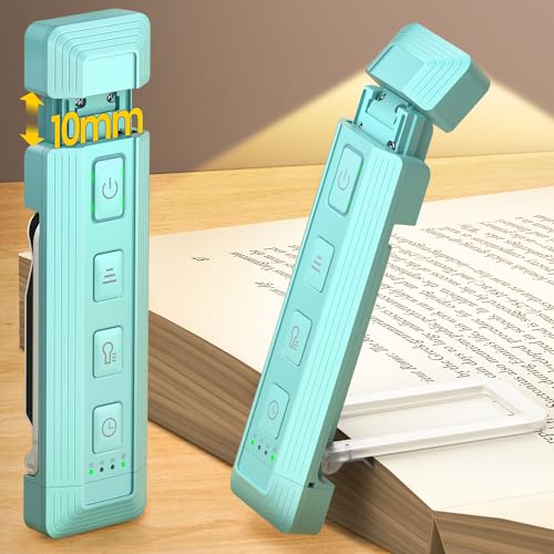 Glocusent Extendable Book Lights for Reading at Night, 5 Enhanced Brightness & 3 Colors with Sleep Aid & Timers, Clip on USB Rechargeable Reading Light for Books in Bed, Ideal Gifts for Book Lovers - color: Blue
