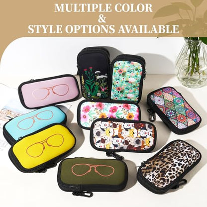 QIUTIMIY Sunglasses Soft Case Zipper Double Eyeglass Case with 2 Compartments 1 Belt Clip - color: Rhombic Mandala