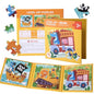 Magnetic Puzzles for Toddlers 3-5 Years, 3 in 1 Vehicle & Adventure Toys with 9/16/25 PCS, Travel Activity for Boys and Girls, Preschool Puzzle Game with Pirate Ship, Digger, Fire Truck - color: Yellow