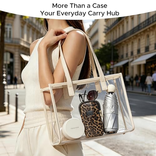 KINIVA Double Eyeglass Case for Men Women, 2-in-1 PU Dual Sunglasses Case, Scratch-Proof Travel Eyeglass Holder for Purse Car - style: Leopard