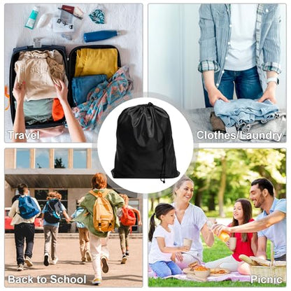 8-Pack Drawstring Bags with Toggle, Durable Nylon Backpack, Cinch Sack and Ditty Pouch for Gym, Sports, Travel, and Daily Use (Black, 8 x 11 Inch) - size: 8 x 11 Inch