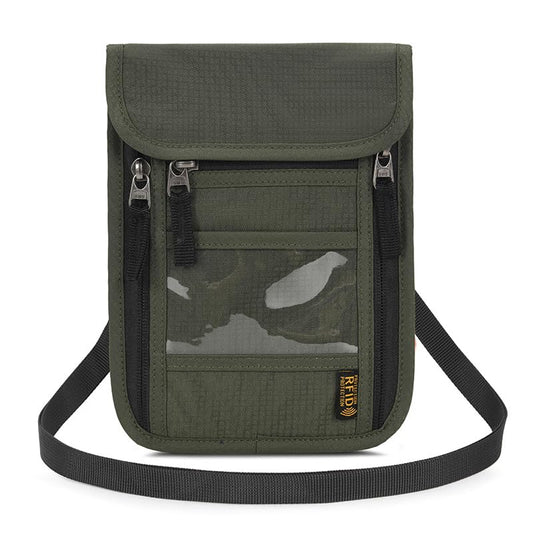 Passport Holder for Travel, Neck Pouch Travel Wallet With RFID Blocking, Waterproof Lightweight Passport Wallet for Women and Men (Army Green) - color: Army Green