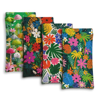 Eyeglass Cases 4 Pack,Boho Floral Pattern Sunglasses Case,PU Leather Soft Eye Glass Pouch for Women Men Student - color: Grass Green