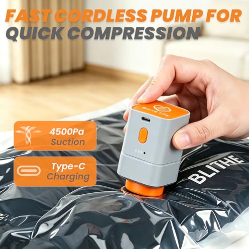 Travel Vacuum Storage Bags with Rechargeable Cordless Pump, 15-Pack Space Saver Bags for Suitcase & Luggage, Reusable Compression Bags in 3 Carry-On Sizes(16/20/24 Inch) - size: 15-Piece Travel Set