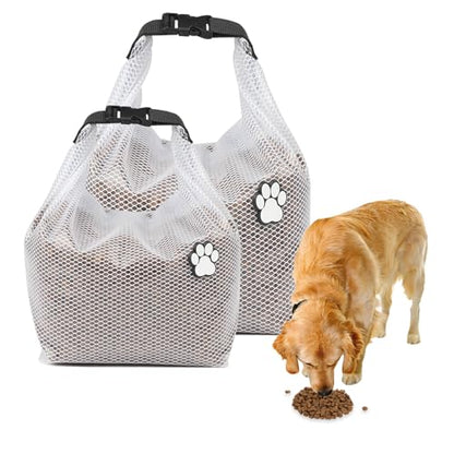 Dog Food Travel Bag 2Pack,Pet Travel Food Storage Container, Leakproof, Pet Safe,Foldable, for Maximum Freshness, for RV Road Trips, Camping, Longterm Dog Boarding Gear Accessories/white