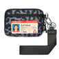 YDF Small Nylon Wristlet Wallet for Women, Minimalist Zip Keychain Coin Purse Card Case with Clear ID Window, Water-Resistant Pouch - color: Charcoal Leopard