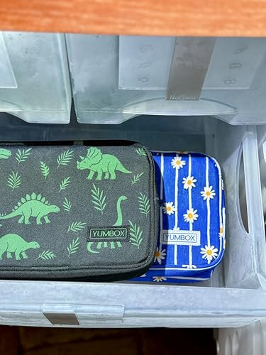 Yumbox Chill Snack Bag, Insulated Freezable Snack Bag with 2 Removable Gel Ice Packs, Cooler for Snacks & Small Meals, Freezer Safe, Lightweight, Dark Green Bag with Dinosaurs Print - color: Dinos