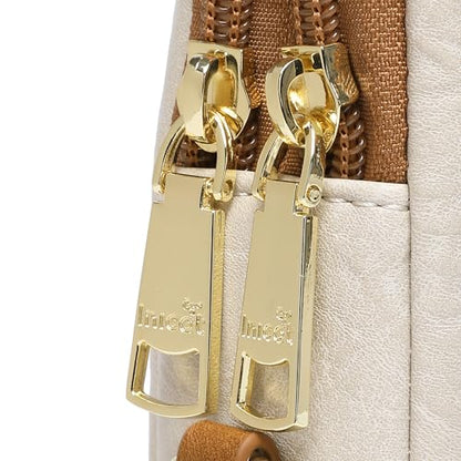 Haytijoe Small Anti Theft Crossbody Bag for Women Faux Leather Lightweight Sling Bags RFID Blocking Fanny Pack for Travel - color: Apricot Brown